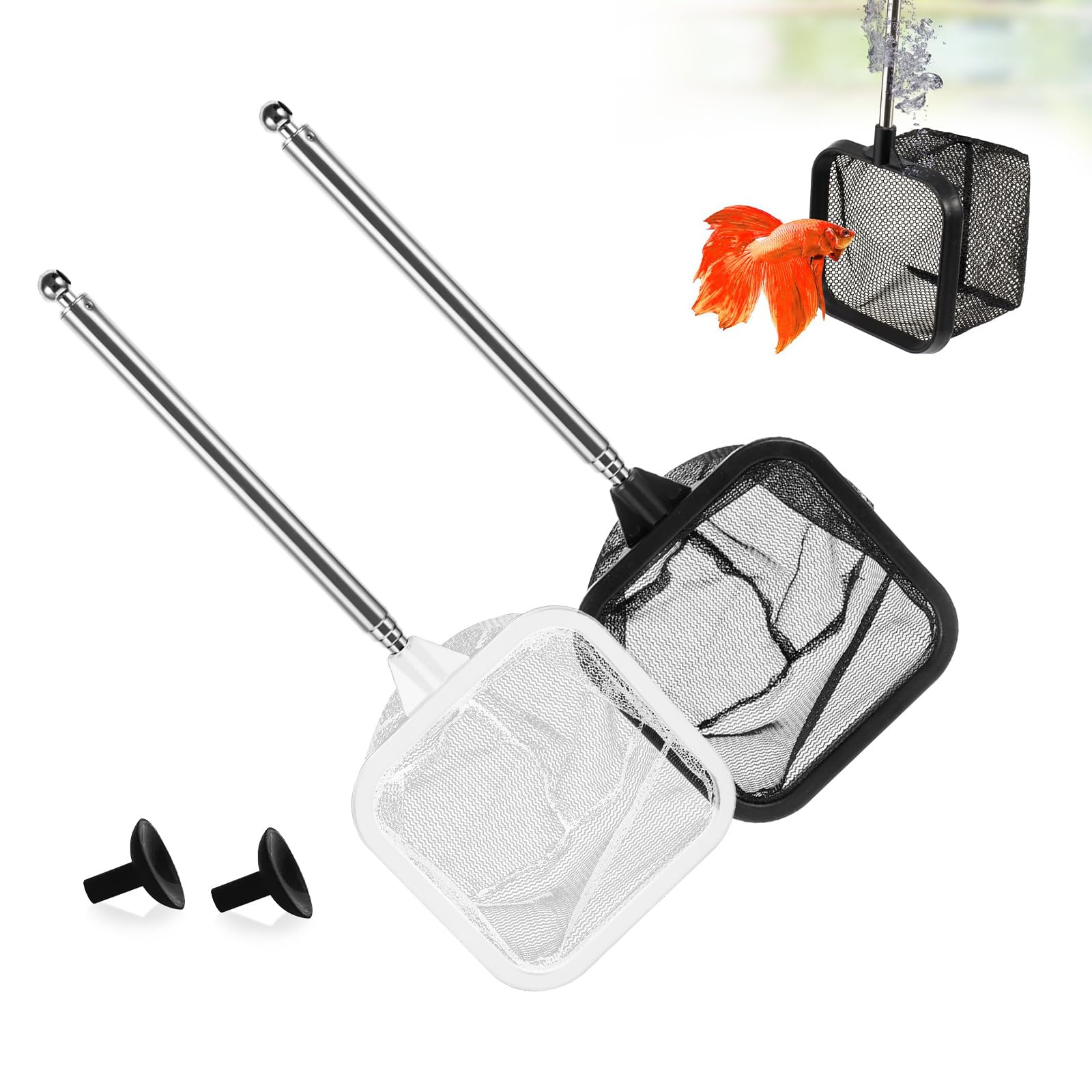 2 Pcs Fish Net for Fish Tank Long Handle, Fish Net Aquarium Small, Shrimp Net, Fine Mesh Aquarium Net Skimmer, Fish Tank Fishing Net, Fish Tank Nets Fine Mesh Tank for Aquarium Accessories