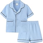 ACESTAR Toddler Girls Boys Pajamas Set Summer 2 Pcs Pjs Set - Kids Short Sleeve Button Down Sleepwear (3T-7 Years)