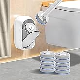 LFBEAR Disposable Toilet Brush Wand, Wall Mounted Toilet Cleaner Kit with Holder, 12 Refills Replacement Heads for Bathroom Cleaning