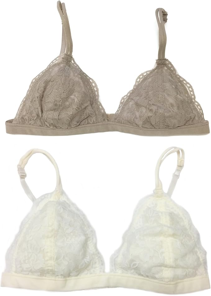 Anemone Women's Lace Bralette (Small/Medium, 2 PACK: IVORY & TAUPE) at Amazon Womenâs Clothing store
