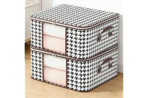 Foldable Storage Box with Clear Window & Lid - Clothes Storage Bins for Comforters, Blankets, Closet, Dormitory, Breathable F