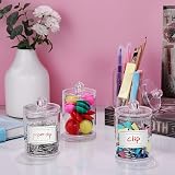 AOZITA 4 Pack 10oz Clear Apothecary Jars with Lids, Cotton Pad Holder Dispenser view 9