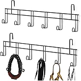 Yaocom 2 Pcs 6 Hook Horse Bridle Hooks Metal Black Tack Bridle Rack with Hangers Room Portable Holder Wall Mount for Horse Halter Blanket Saddle Room Supplies