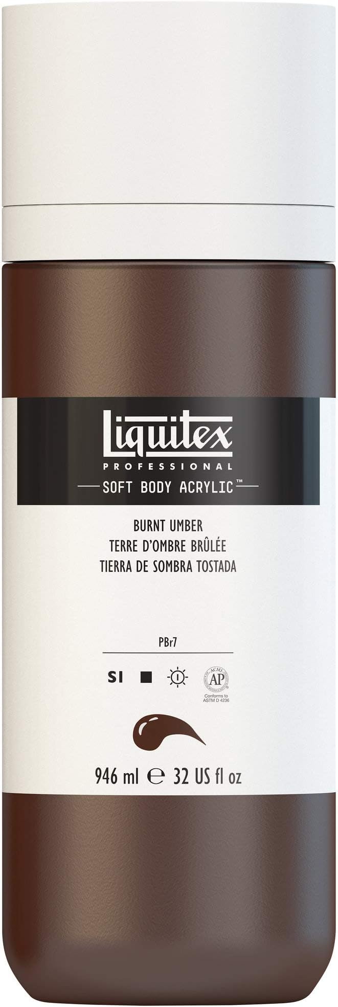 Liquitex Professional Soft Body Acrylic Paint 32-oz bottle, Burnt Umber