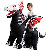 One Casa Inflatable Costume Kids,Blow Up LED Light Eyes Skeleton Dragon Suit,Ride On Halloween Costumes for Boys Girls