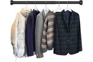 DEROFIT Adjustable Closet Rod for Hanging Clothes, 28 to 42 Inch Adjustable Closet Hanging Rods, Metal Space Saver Extender Closet Bar for Wardrobes, Laundry Room, Shoe Cabinets