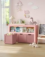 VASAGLE Toy Storage Unit Candy Pink 3 Drawers Wardrobe with Wheels 60 cm view 4