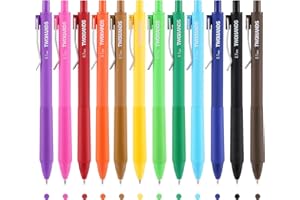 TWOHANDS Colored Gel Pens Set, 12-Pack Retractable Fine Point 0.7mm, Quick Dry Ink, Smooth Writing Pens for Journaling, Drawi