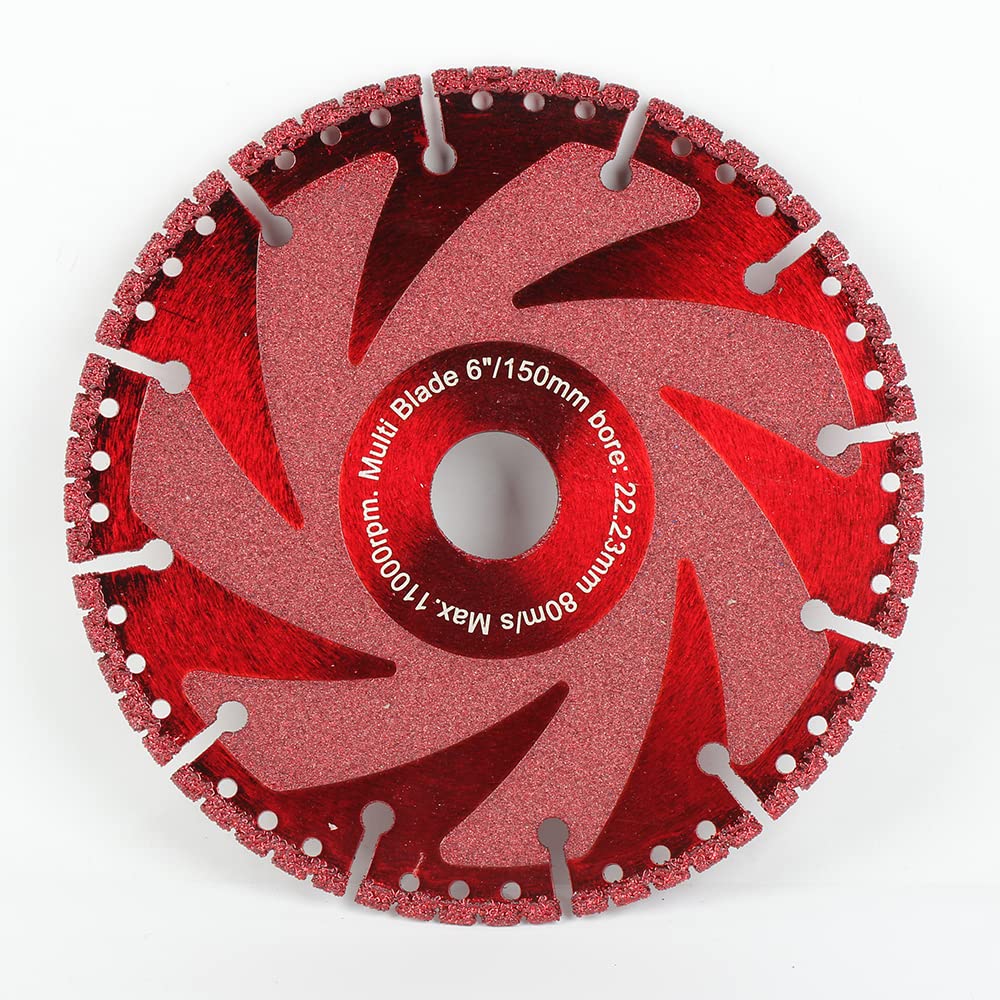 Raizi 150mm Vacuum Brazed Diamond Blade Cutting Disc All Purpose Cut Off Wheel for Wood, Plastic, Granite, Marble, Aluminum, Masonry, Concrete, Steel