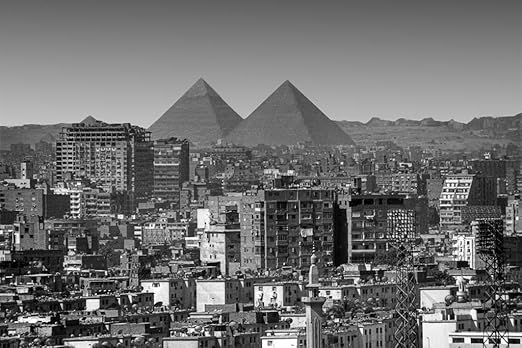 Amazon Com Skyline Of Cairo Egypt And The Pyramids Black And