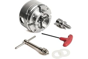 BMWOOD NCK-G3.75 3.75" 4 Jaw Key Self-Centering Chuck, Thread 1"X8TPI, with NCK-3.75Z-DJDD Dovetail Jaws, Wood Screw, Two Nylon Washers, T Handle Allen Key