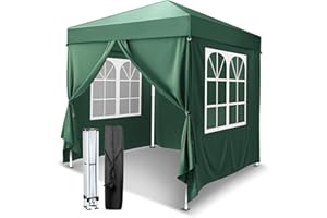 VINGLI 6.5x6.5 Pop Up Canopy Tent with Sidewalls, Outdoor Gazebo Canopy Tent, Patio Event Tents Outdoor Commercial Canopy for Parties (Green)