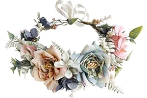 Vivivalue Floral Crown Women Flower Headband Floral Headpiece Halo Wedding Party Festival Photos