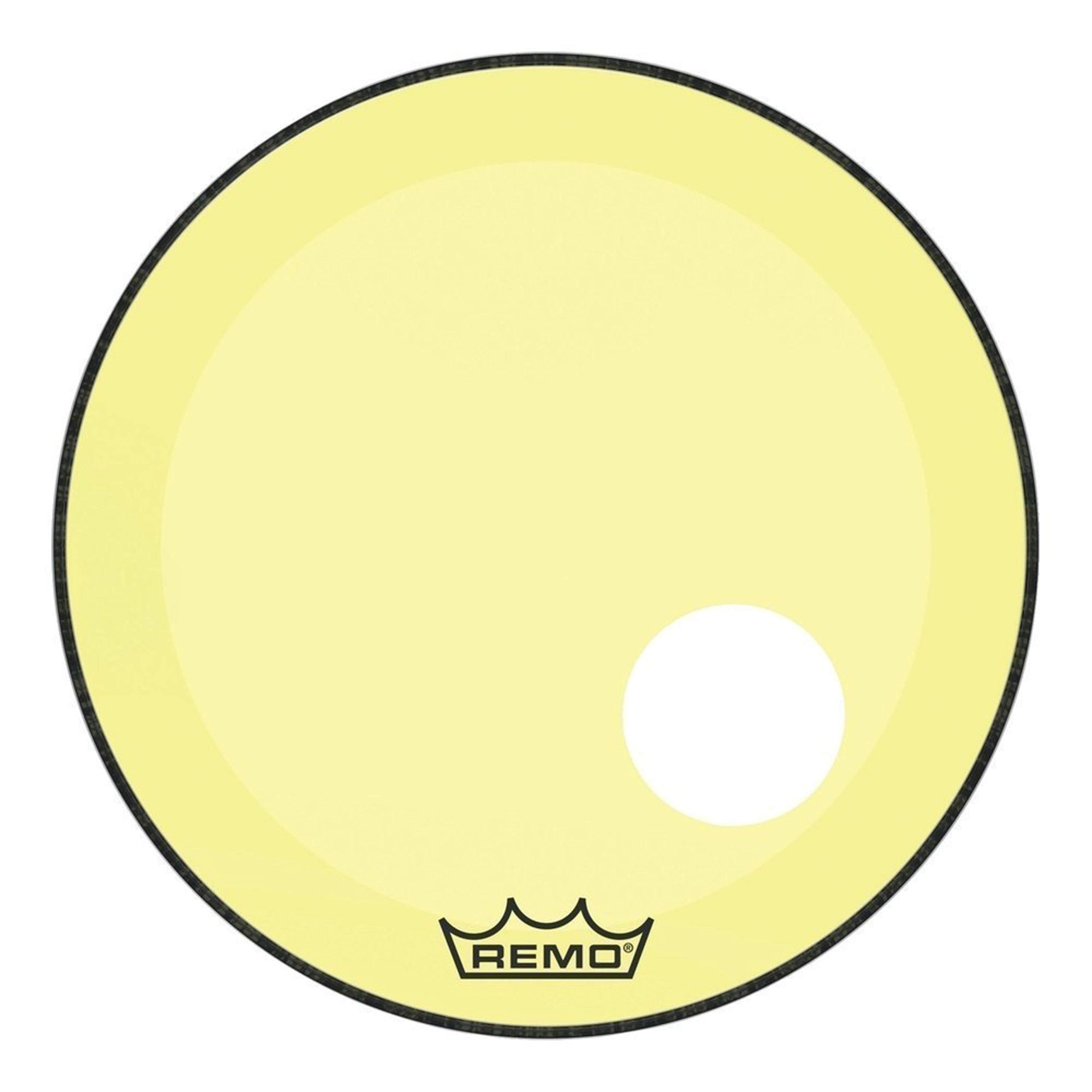 Remo Powerstroke P3 Colortone Yellow Bass Drumhead, 18", 5" Offset Hole