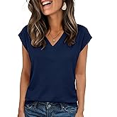 Zeagoo Womens Tops Cap Short Sleeve Textured Blouse V Neck Summer Spring Shirts Business Casual Outfits