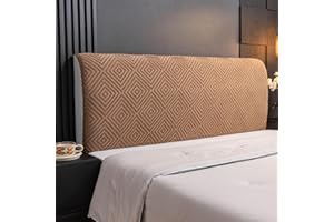 EFELIM Stretch Headboard Cover for Full Queen King Size, Jacquard Curved Bed Headboard Slipcover Anti Slip Dustproof Protector Cover for Bedroom Decor (Camel Brown,King:190-210cm/75-82in)