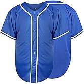 MESOSPERO Plain Button Down Blank Baseball Jersey Short Sleeve Hipster Hip Hop T Shirts
