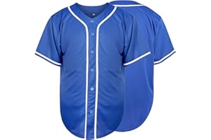 MESOSPERO Plain Button Down Blank Baseball Jersey Short Sleeve Hipster Hip Hop T Shirts