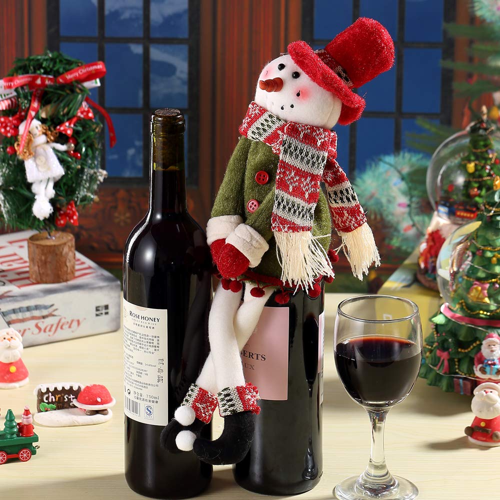 Christmas Wine Bottle Cover Bags Wine Gift for Christmas Table Dinner Decoration Home Party Decoration (sownman-c)