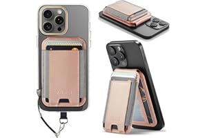 ZICISI Magnetic Wallet,Compatible with Mag Safe Wallet with Card Holder for iPhone 16/15/14/13/12 pro max/Plus,Ajustable Stand Holder &RFID Blocking,Vegan Leather,Rose Gold
