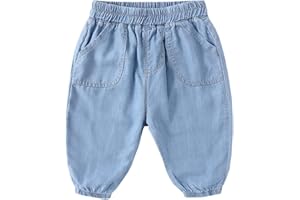 Toddler Baby Boys Girls Solid Baggy Jeans Kids Iwide Leg Denim Pants Children Casual High Waist Straight Trousers
