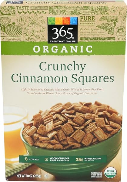 365 EVERYDAY VALUE, ORGANIC CRUNCHY CINNAMON SQUARES, 10 OZ