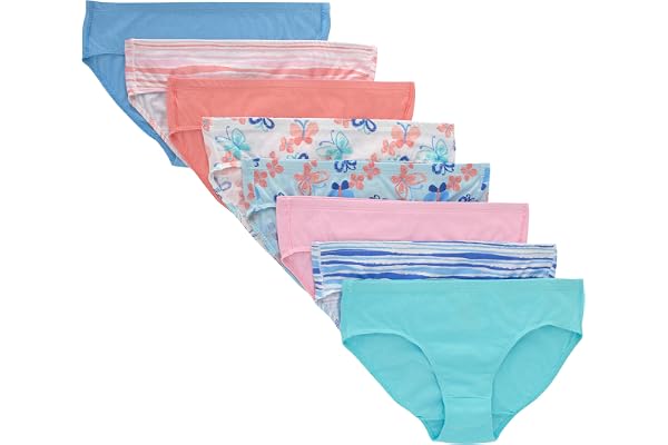 Hanes Girls' And Toddler Organic Underwear, Brief & Hipster, 8-pack, Pure Comfort Organic 100% Cotton Panties