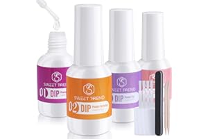 SWEET TREND Dip Nail Powder Liquid Set: 4+4+3 Pcs Dip Powder System Set - with Dipping Activator Base Top Coat Brush Saver - Manicure Tools for DIY Home Art Salon No Lamp Needed 15ml/0.5oz