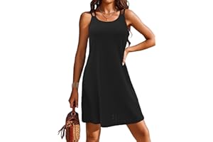 Doreyi Womens Swimsuit Cover Up Spaghetti Strap Eyelet Embroidery Scoop Neck Sleeveless Casual Summer Dress Bikini Coverup