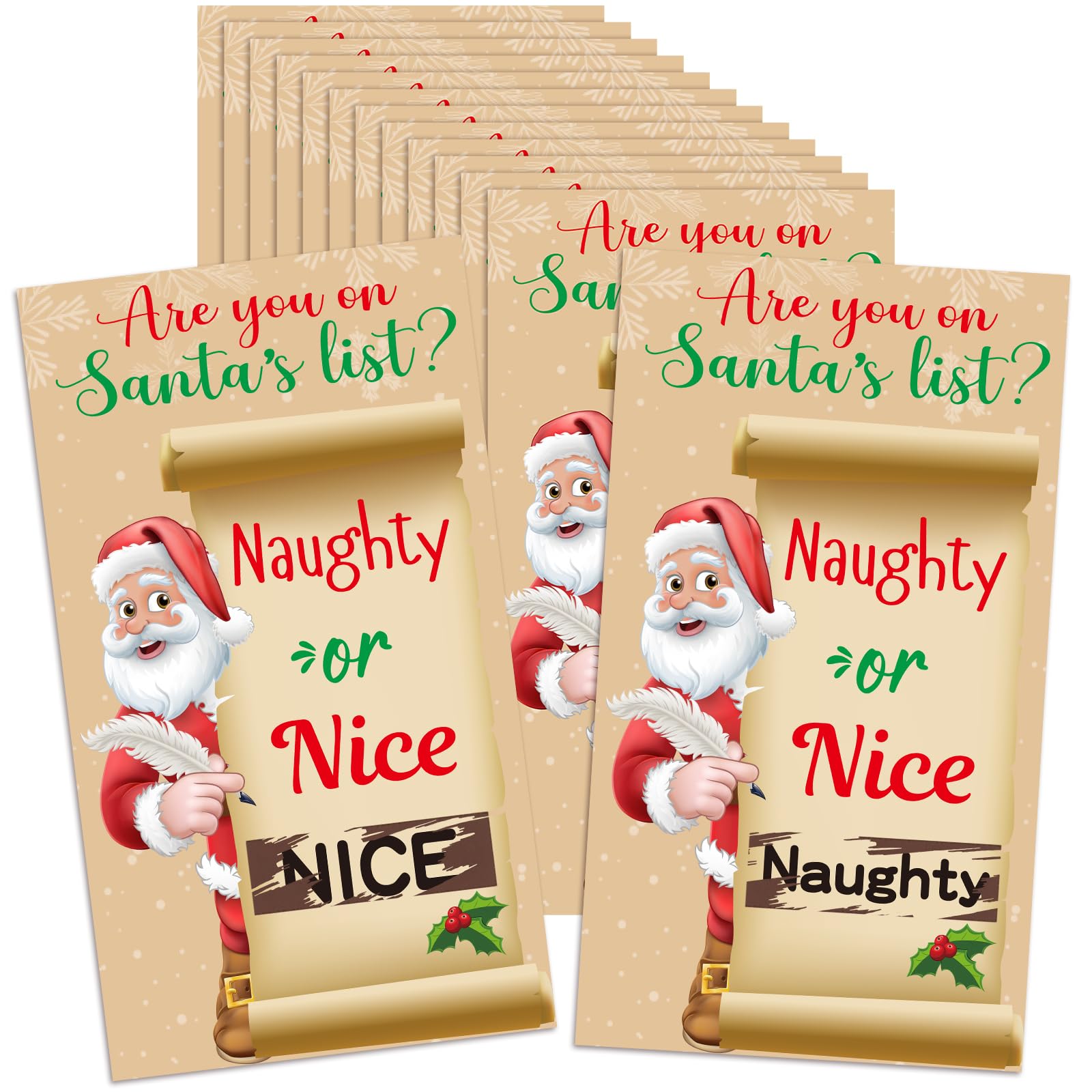 Photo 1 of 120 Pcs Christmas Scratch off Cards Holiday Santa Naughty or Nice Scratch off Cards Christmas Party Fun for Adult Family Groups Office Holiday Activity Party Supplies