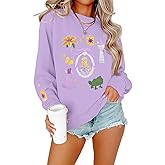ASTANFY Magic Kingdom Princess Sweatshirt Women Cute Embroidered Sweatshirts Family Vacation Sweater Fall Long Sleeve Shirts