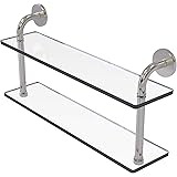 Allied Brass RM-2-22 Remi Collection 22 Inch Two Tiered Glass Shelf, Satin Nickel