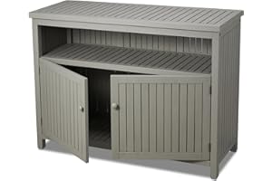 Spurgehom Outdoor Console Sideboards Buffet Cabinet, 44" L x 16.5" W x 32.5" H Solid Wood Storage Cabinet TV Stand,Furniture for Patio Entryway Deck (Gray)