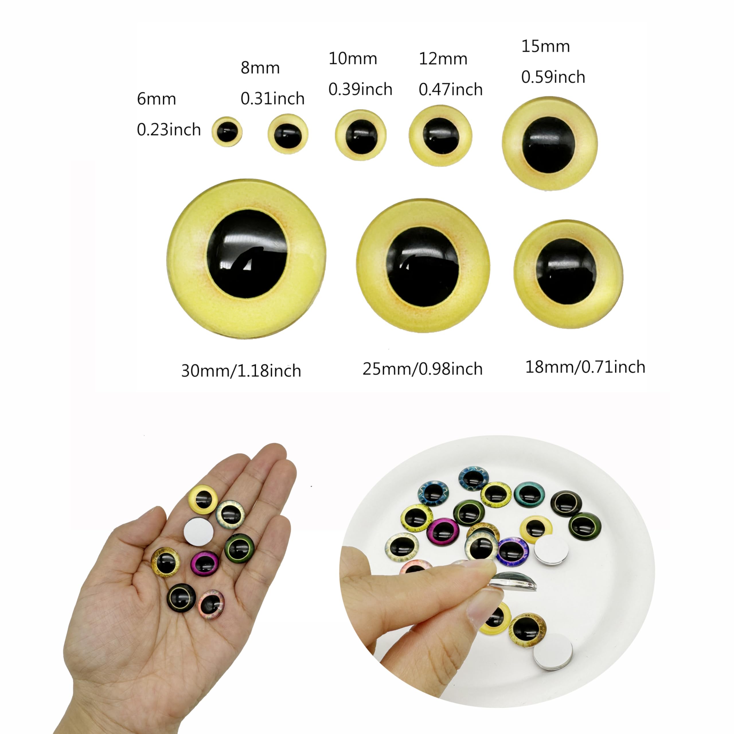 20 Pairs 18mm Owl Bird Glass Eyes for Art Dolls Sculptures Props Masks Fursuits Jewelry Making Taxidermy Flatback