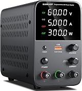 NANKADF DC Power Supply 0-60V 0-5A USB Fast Charge 18W CC/CV 4-Digit Display