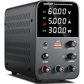 DC Power Supply Variable, Bench Power Supply with Encoder Adjustment Knob, Output Enable/Disable Button, Adjustable Power Supplies with USB Quick-Charge, Short Circuit Alam (60V 5A Black)