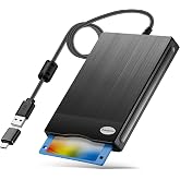 Floppy Disk Reader, 3.5 inch 1.44mb External USB Type A/C Floppy Disk Drive for PC, Laptop and Desktop Compatible with Windows 11/10/8/7/2000/XP, Not Compatible With Mac and Chrome (Brushed Texture)