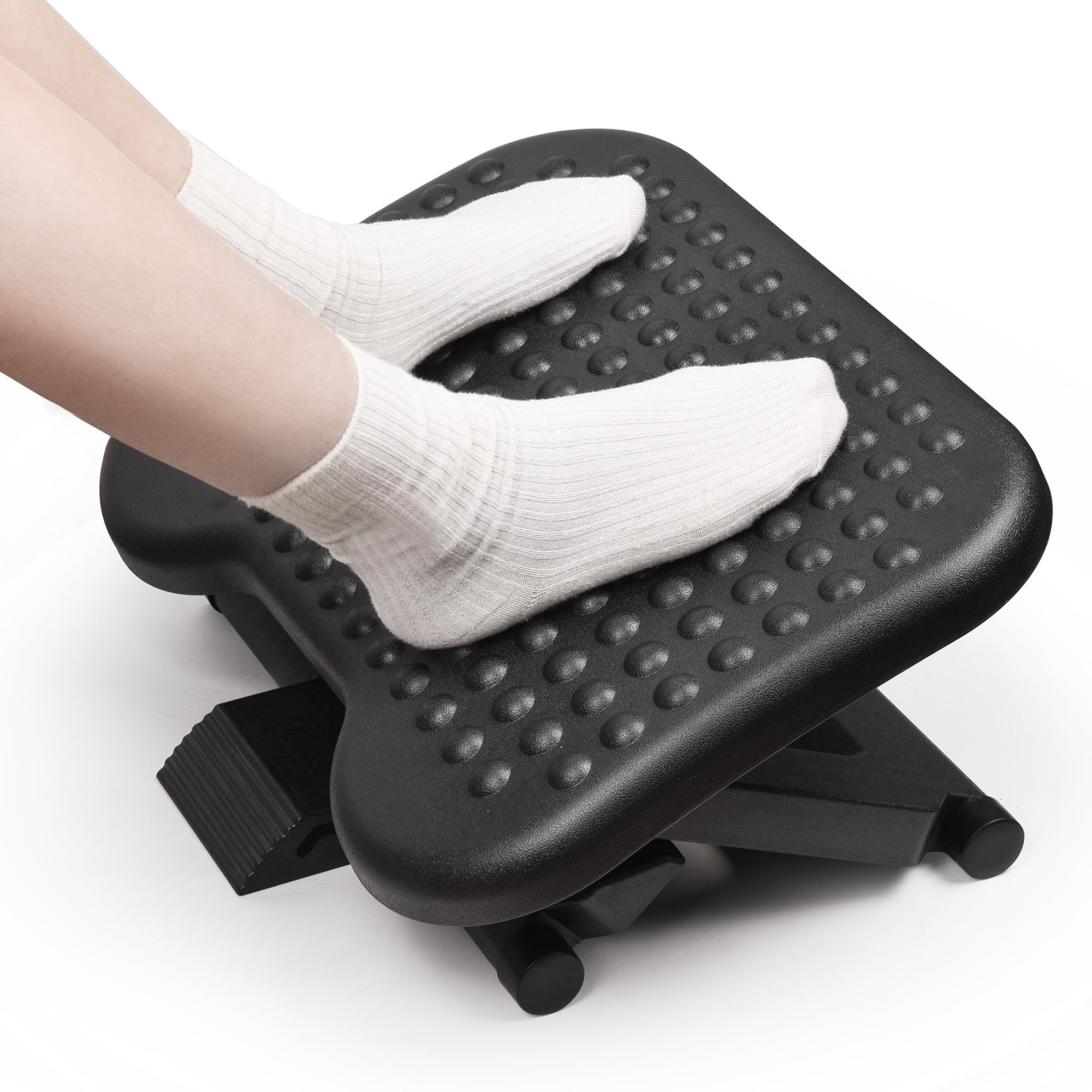 Photo 1 of Auslar Foot Rest for Under Desk at Work, Ergonomic Adjustable Foot Rest with Massage Texture Board, Under Desk Foot Stool for Office, Home