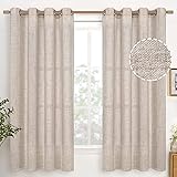 YoungsTex Linen Semi Sheer Curtains 63 Inch Length
