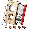 LIHTUN Cigar Cutter Guillotine 4 in 1 One-Touch Straight Cut V Cutter with Cigar Punch Cigar Draw Enhancer, Gift for Men, Stainless Steel Double Blade Cigar Clippers, Cuts Up to 60 Ring Gauge Cigars