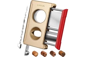 LIHTUN Cigar Cutter Guillotine 4 in 1 One Touch Straight Cut V Cutter with Cigar Punch Cigar Draw Enhancer, Gift for Men, Stainless Steel Double Blade Cigar Clippers, Cuts Up to 60 Ring Gauge Cigars