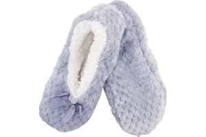 BambooMN Adult Super Soft Warm Cozy Fuzzy Soft Touch Sleeper Slippers Non-Slip Lined Socks