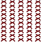 Shapenty Mini Velvet Ribbon Bows Flowers Boutique for Sewing Scrapbook Card Making Wedding Christmas Dress Hair Accessories Gift Decoration Crafting, 4.5x4cm, 50PCS (Red)