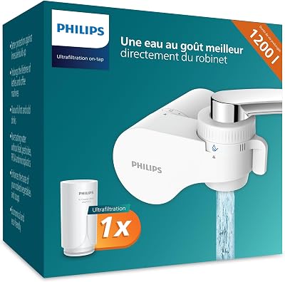 Water Filtre sur robinet AWP3754/10 ULTRAFILTRATION, réduit le CHLORE, le PLOMB, les MICROPLASTIQUES et les BACTÉRIES, capacité de filtration de 1.200 L