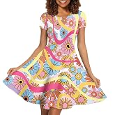 Binienty Women's Summer Casual Loose Crewneck Dress Ruffle Puffy Long Sleeve High Waist Midi Dress
