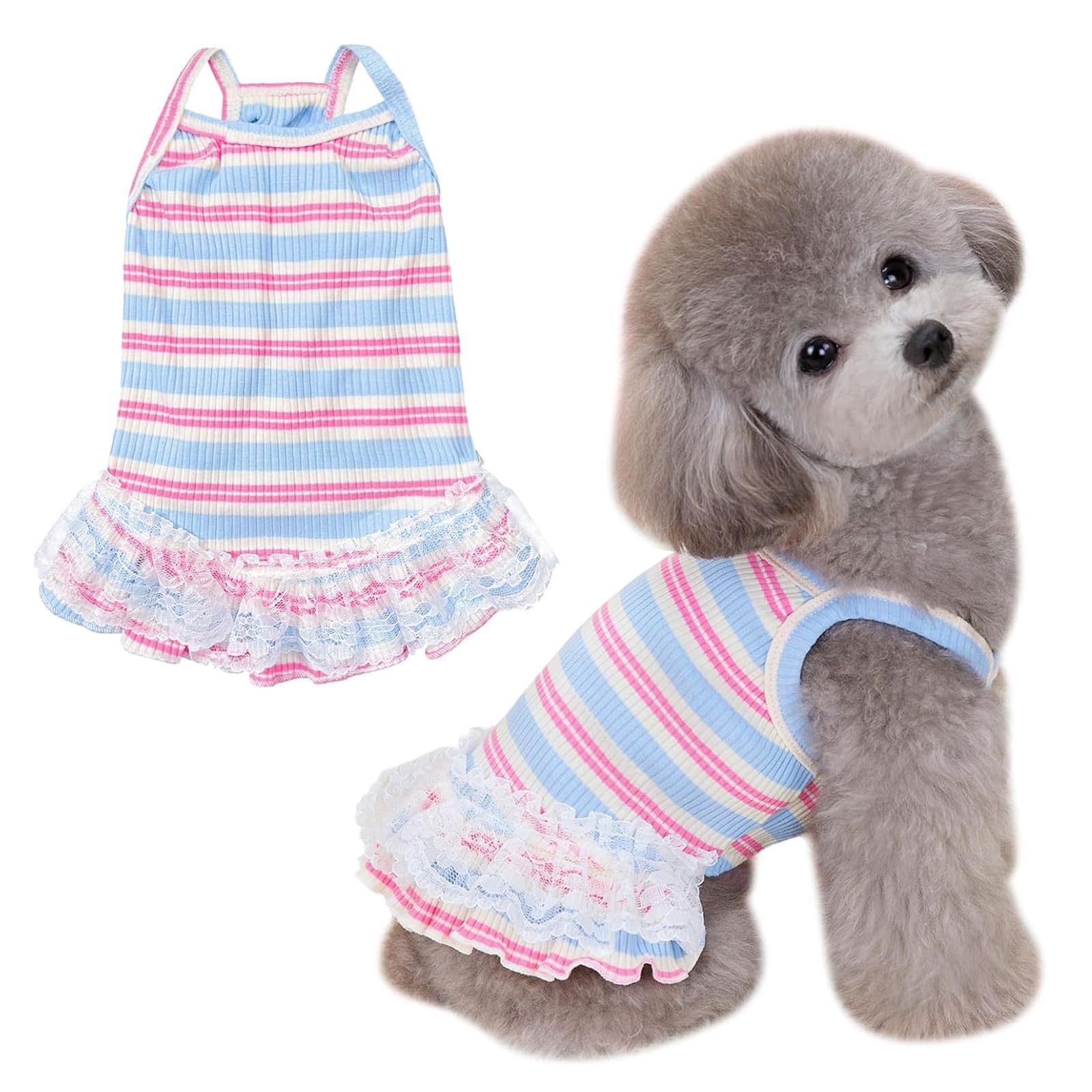 TRHDFW Dog Striped T-Shirt Pet Cat Summer Sleeveless Basic Vest Tank Top Puppy Soft Spring Fall Apparel Clothes for Small Medium Dogs Cats (Small (3.3-5.5lb) rose red)