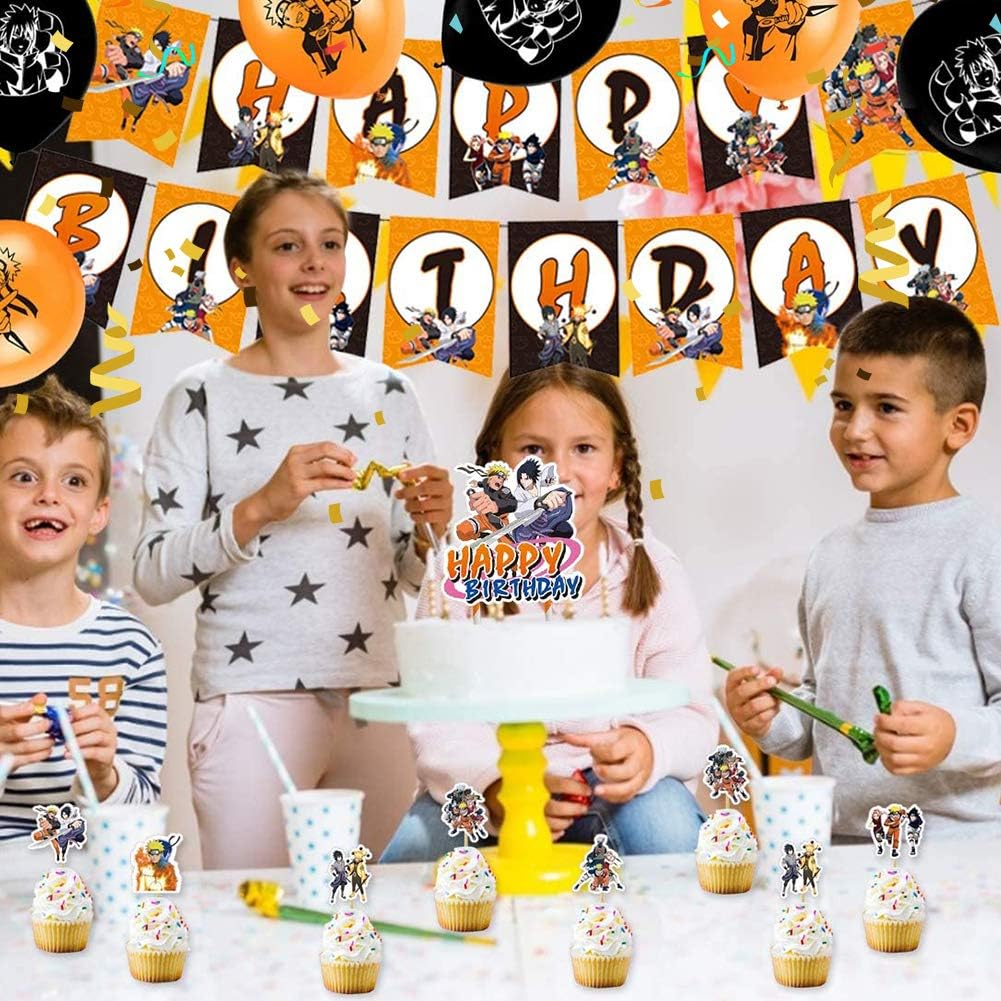 Naruto Party Decorations Set Naruto Birthday Party Supplies Decorations Include Happy Birthday Banner Cake Toppers Balloons for Japanese Ninja Anime Themed Party for Boys Girls Naruto Fans - Image 4