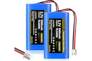 2 Pack 3.7V 18650 Lithium ion Rechargeable Battery, 5200mAh Lithium ion Battery Pack with JST XH2.54 2P Plug Connector for DI