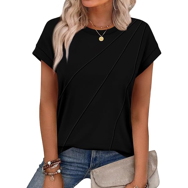 Women's Casual 3/4 Sleeve T-Shirt – Loose Fit Crew Neck Tunic Top, Summer Blouse, Polyester/Rayon Blend
