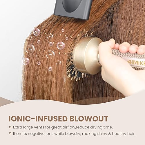 AIMIKE Round Hair Brush, Nano Thermal Ceramic Ionic Tech, Inch Barrel with Boar Bristles for Enhanced Te